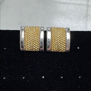 Elegant Gold and Silver Chain Clip Earrings